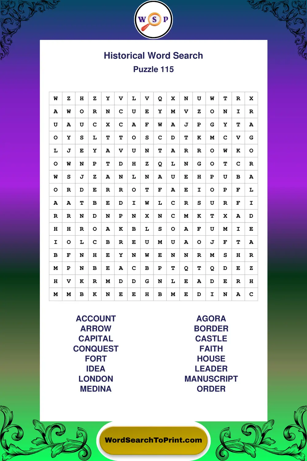 Historical Word Search Puzzle 115