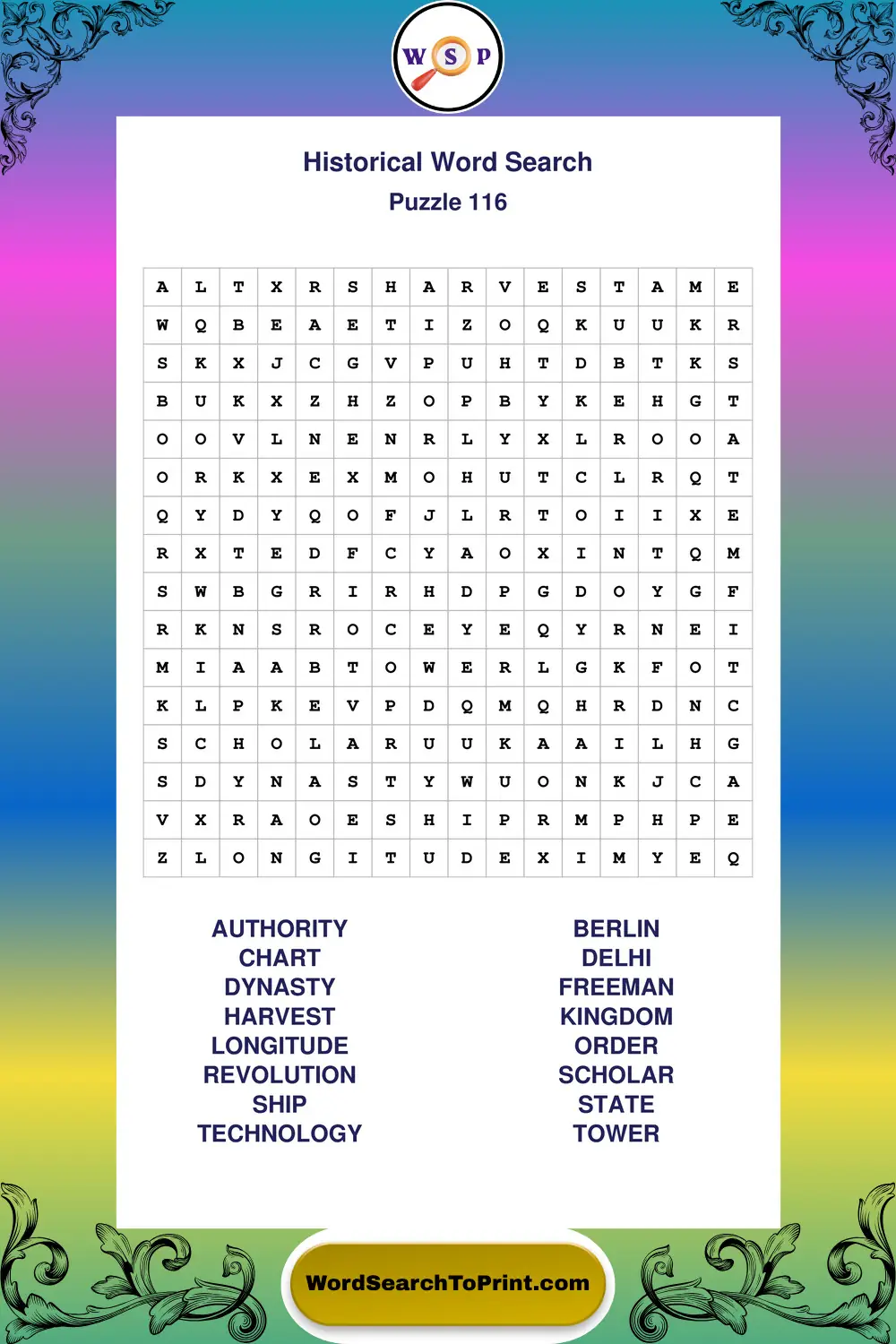 Historical Word Search Puzzle 116