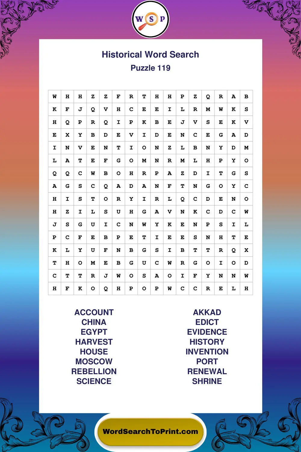 Historical Word Search Puzzle 119