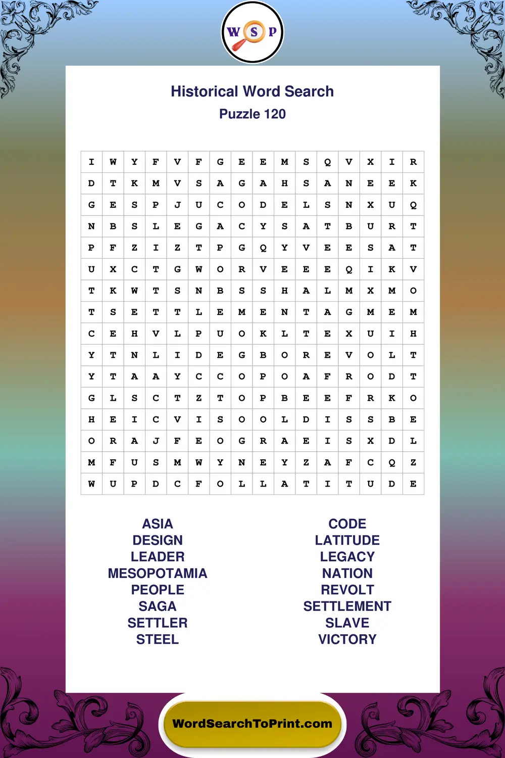 Historical Word Search Puzzle 120
