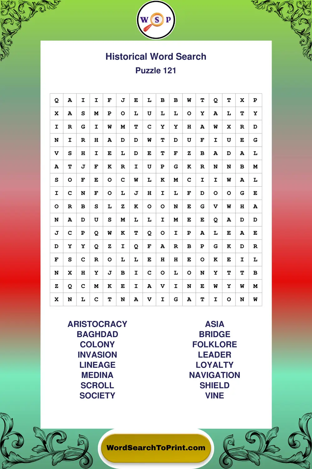 Historical Word Search Puzzle 121