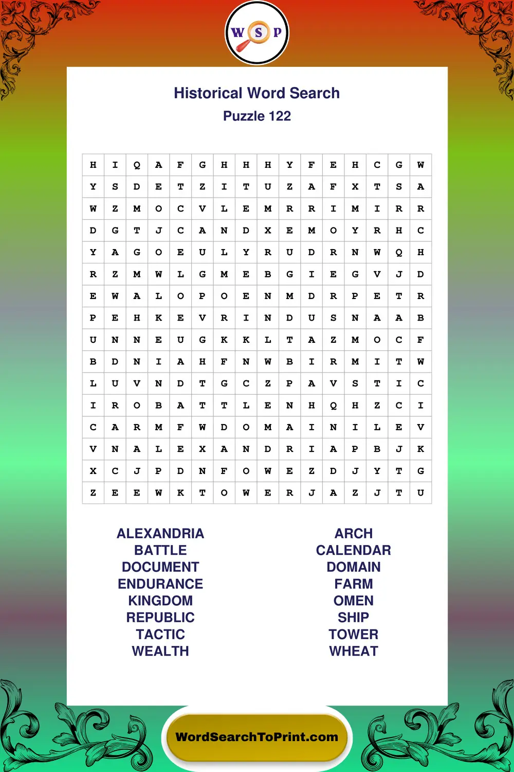 Historical Word Search Puzzle 122