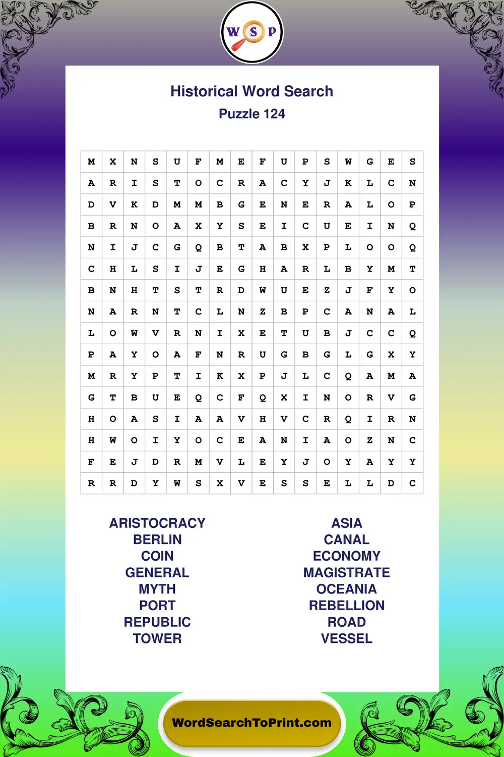 Historical Word Search Puzzle 124