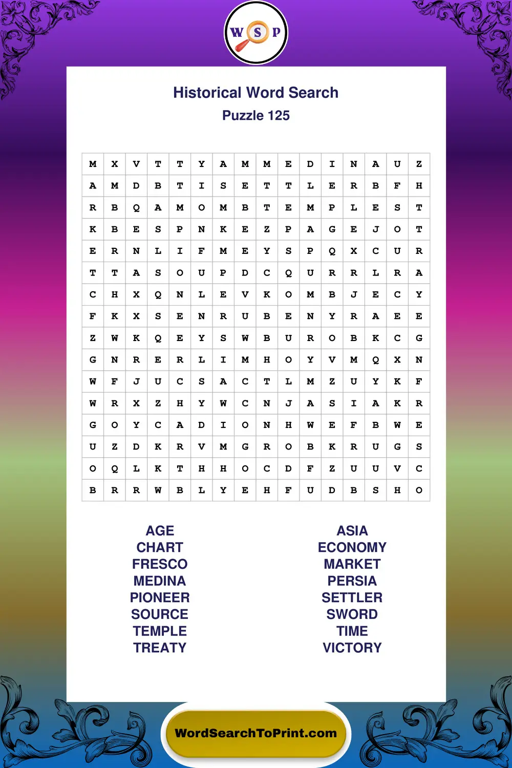 Historical Word Search Puzzle 125