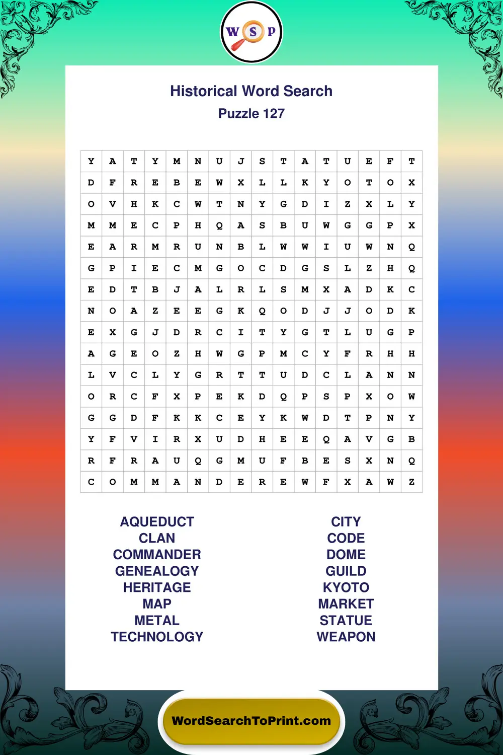 Historical Word Search Puzzle 127