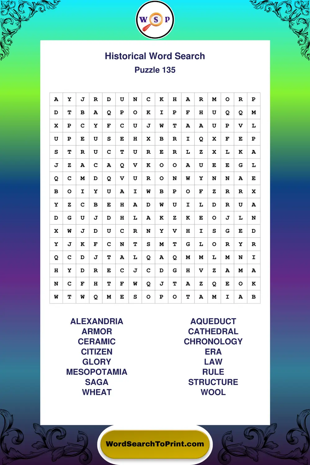 Historical Word Search Puzzle 135