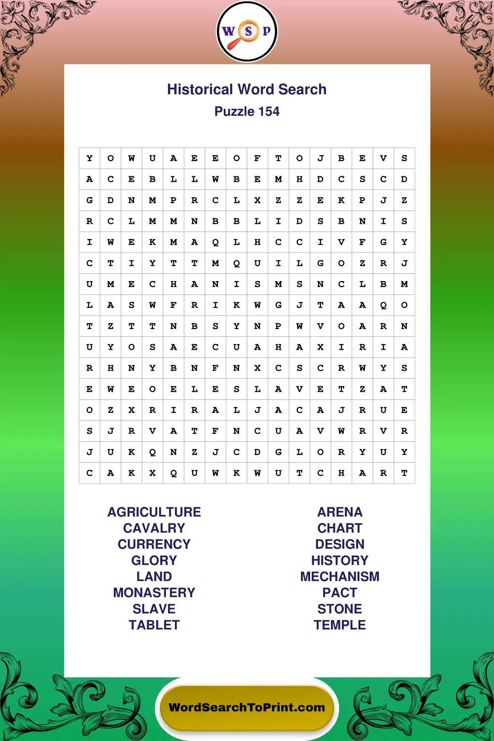 Historical Word Search Puzzle 154