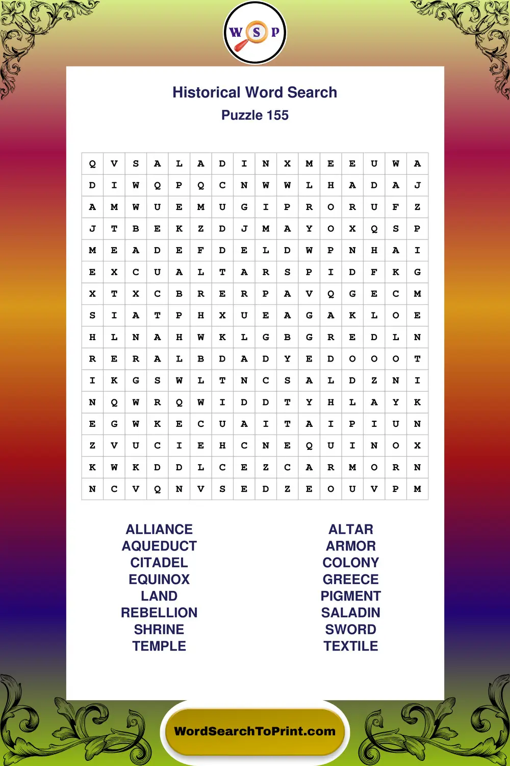 Historical Word Search Puzzle 155