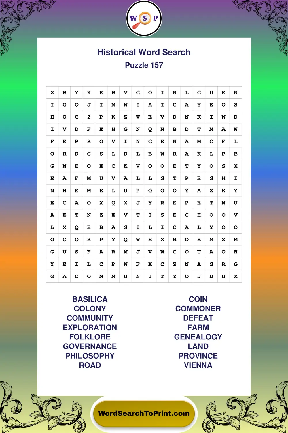 Historical Word Search Puzzle 157