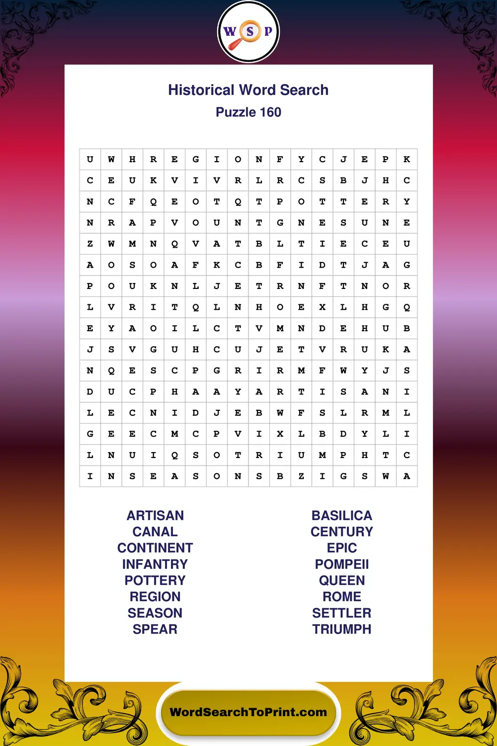 Historical Word Search Puzzle 160