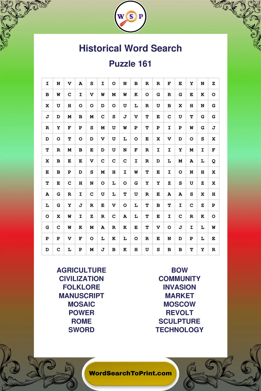 Historical Word Search Puzzle 161