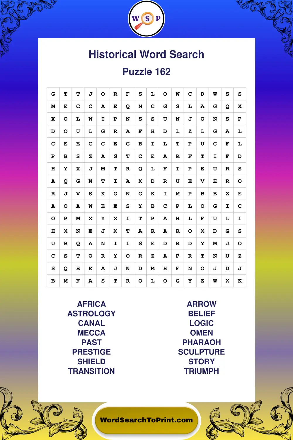 Historical Word Search Puzzle 162
