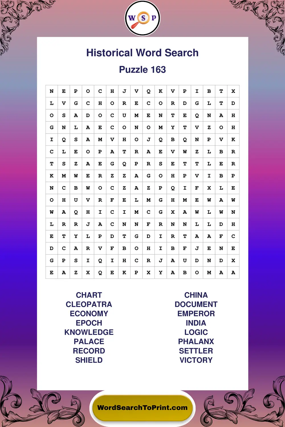 Historical Word Search Puzzle 163