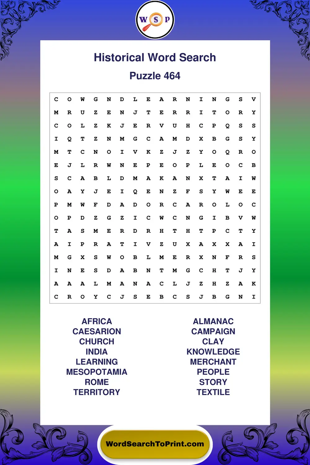 Historical Word Search Puzzle 464