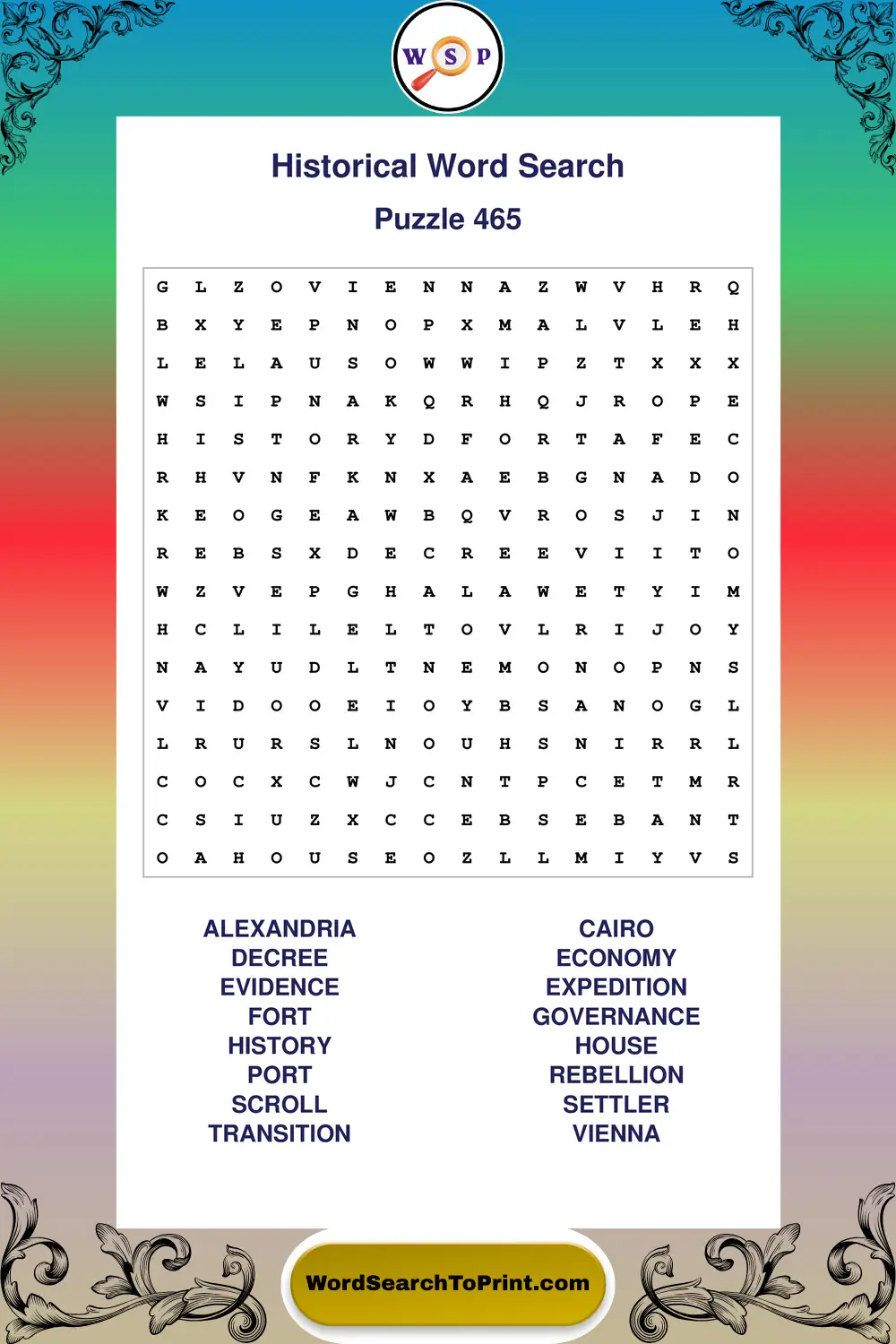 Historical Word Search Puzzle 465