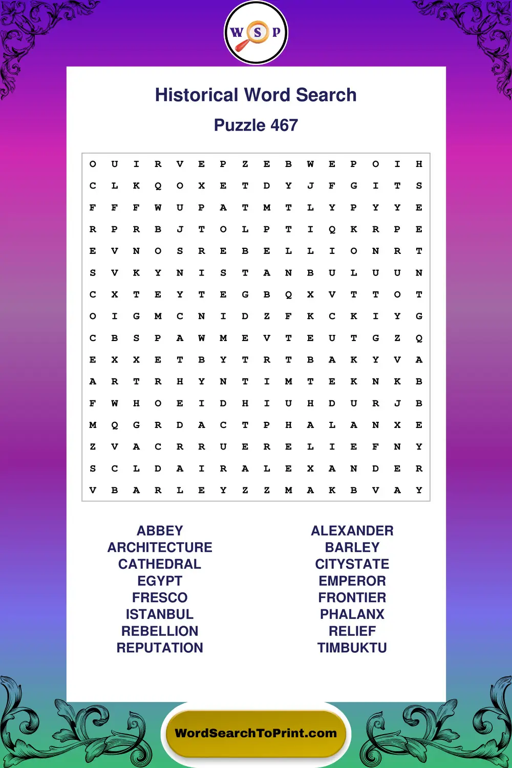 Historical Word Search Puzzle 467
