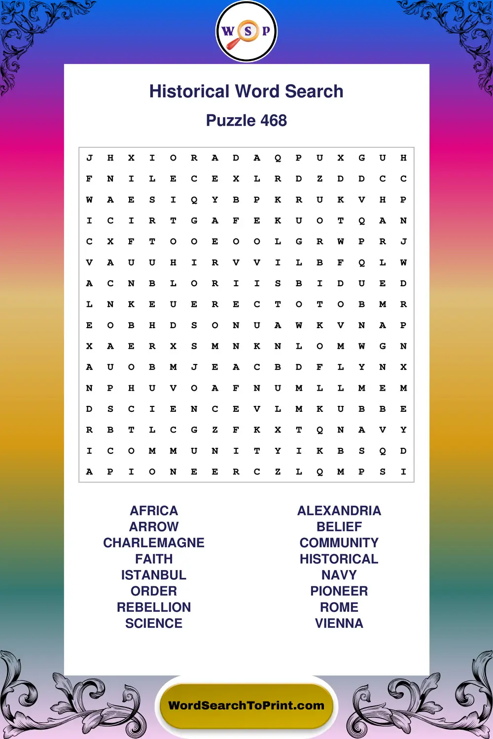 Historical Word Search Puzzle 468
