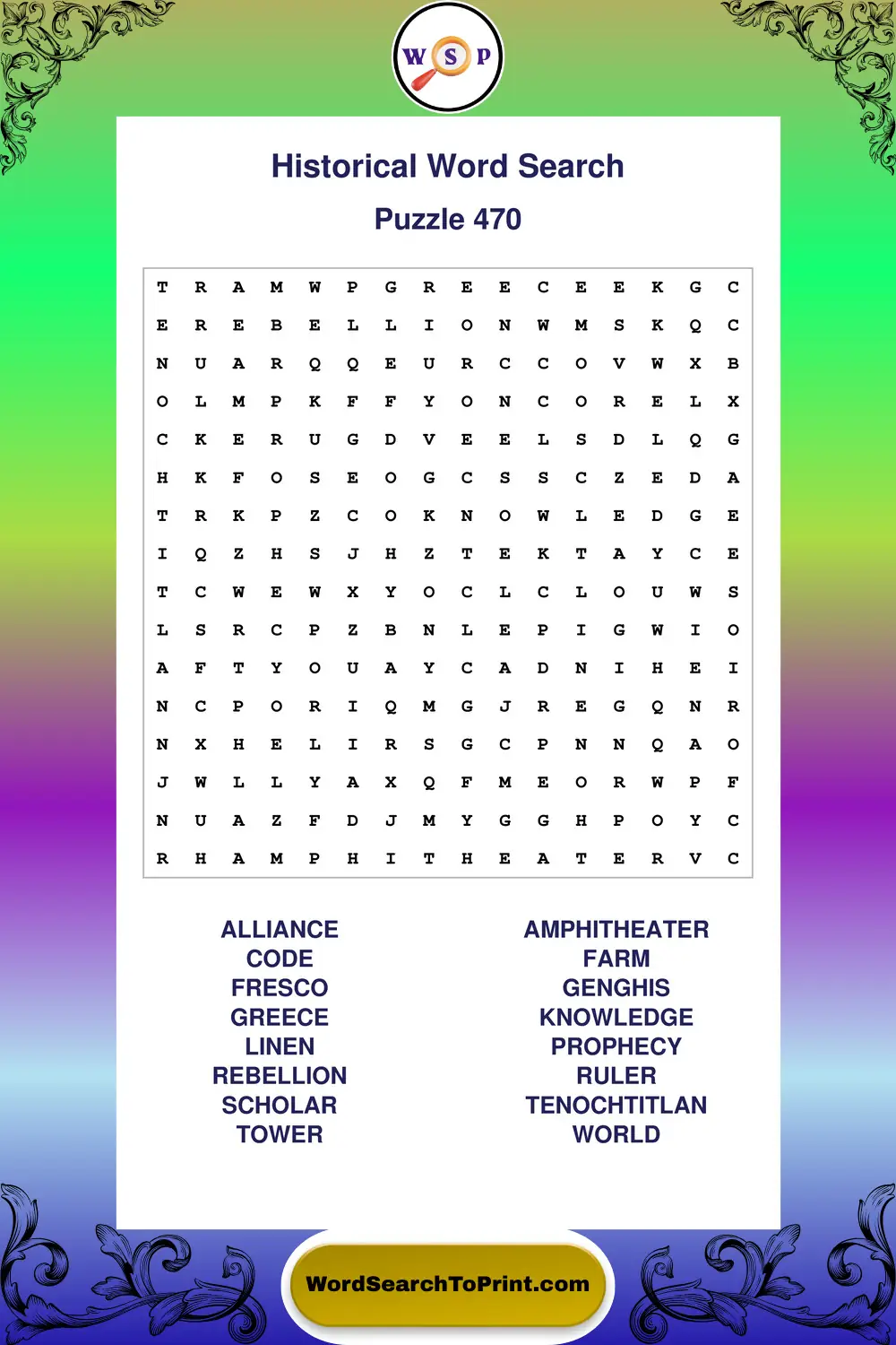 Historical Word Search Puzzle 470