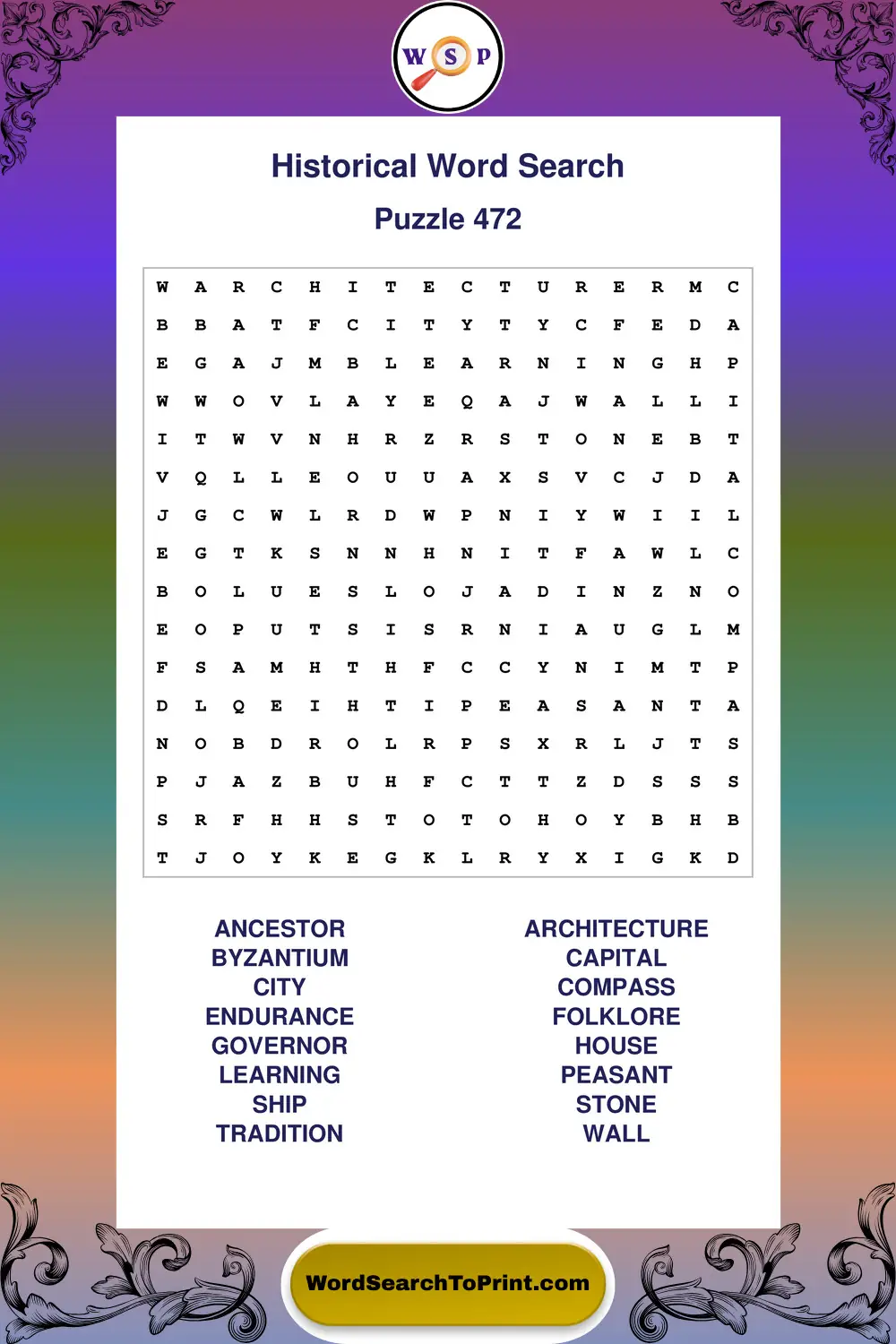 Historical Word Search Puzzle 472