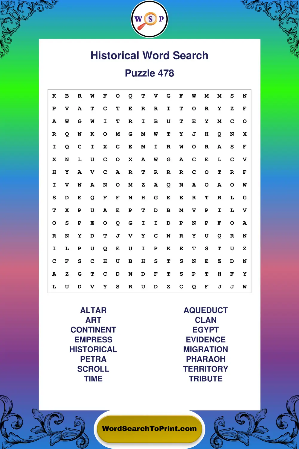 Historical Word Search Puzzle 478