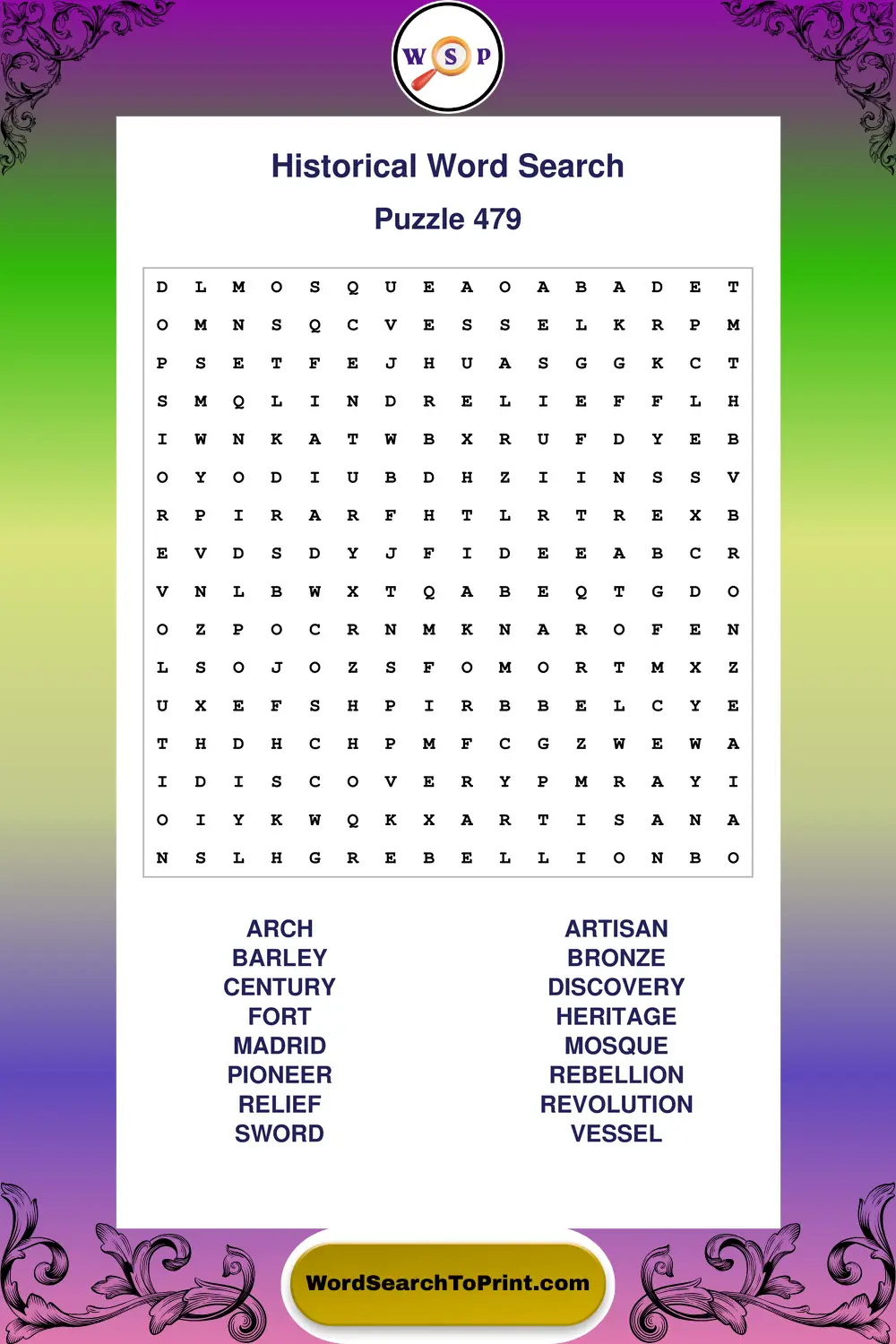 Historical Word Search Puzzle 479