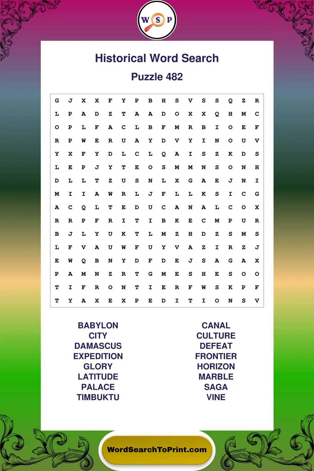 Historical Word Search Puzzle 482