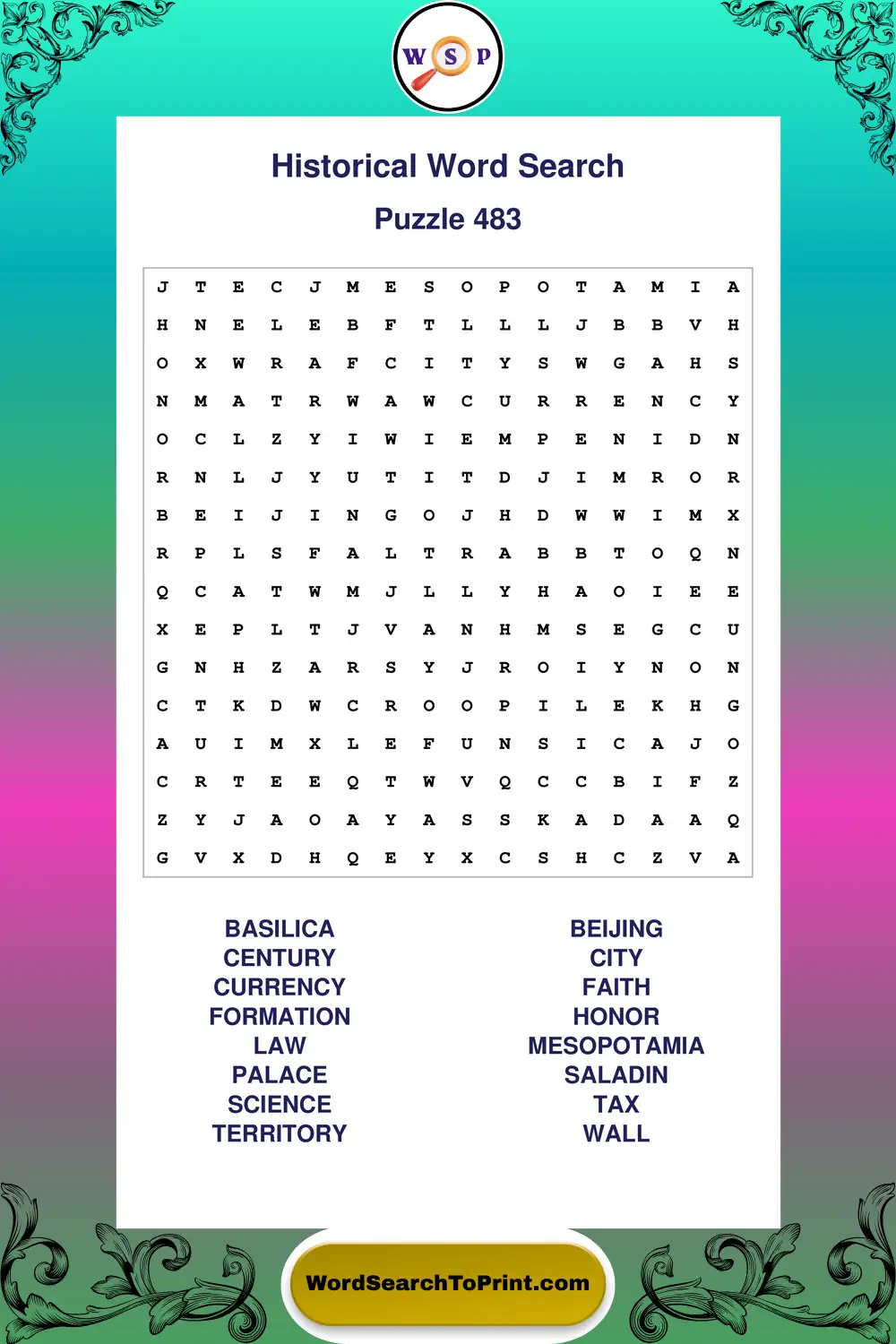 Historical Word Search Puzzle 483