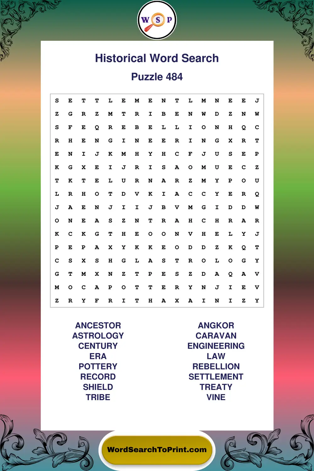 Historical Word Search Puzzle 484