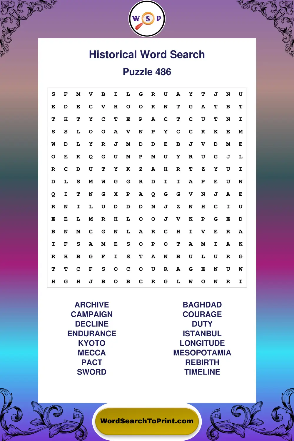 Historical Word Search Puzzle 486