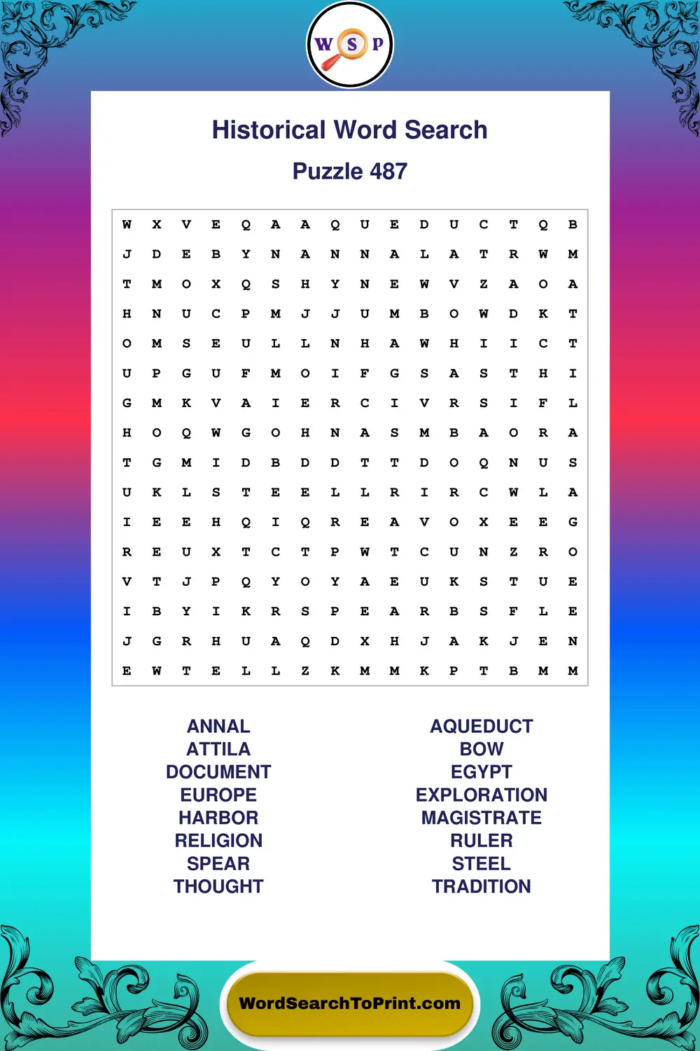 Historical Word Search Puzzle 487