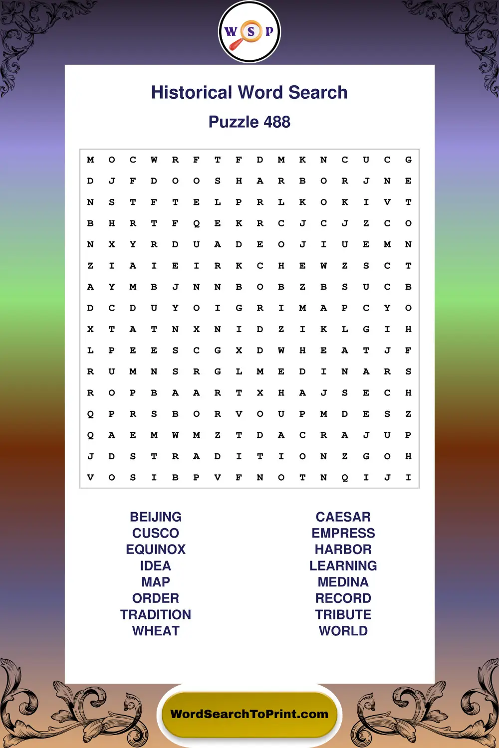 Historical Word Search Puzzle 488