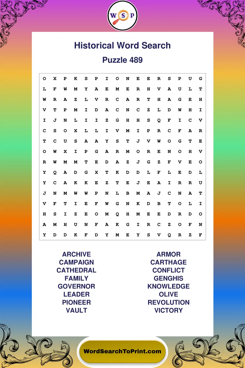 Historical Word Search Puzzle 489