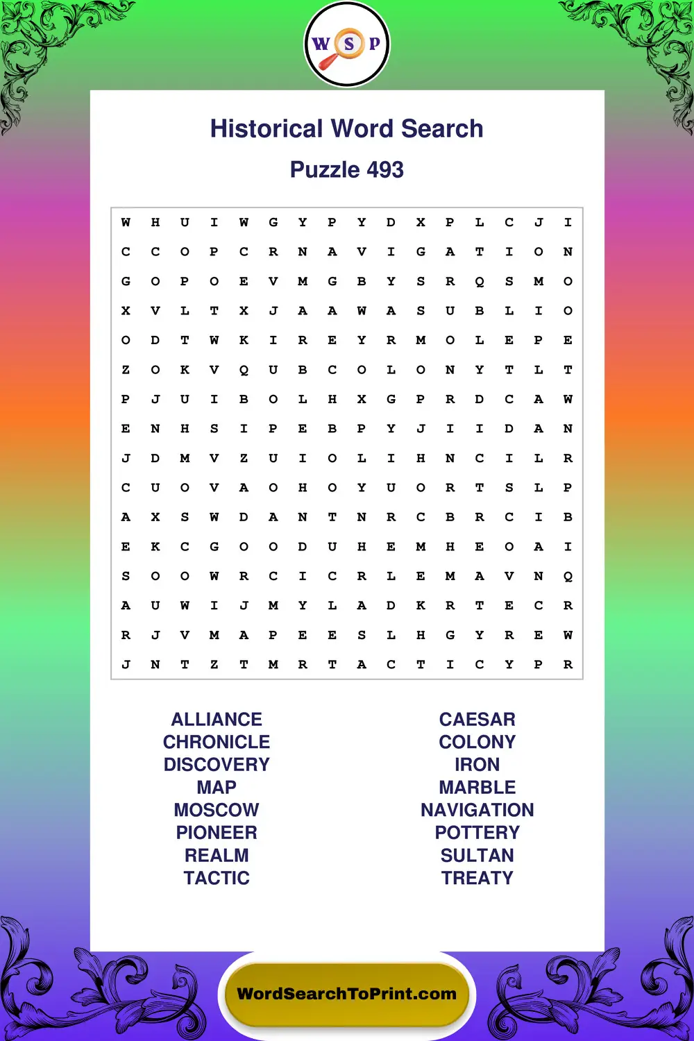 Historical Word Search Puzzle 493