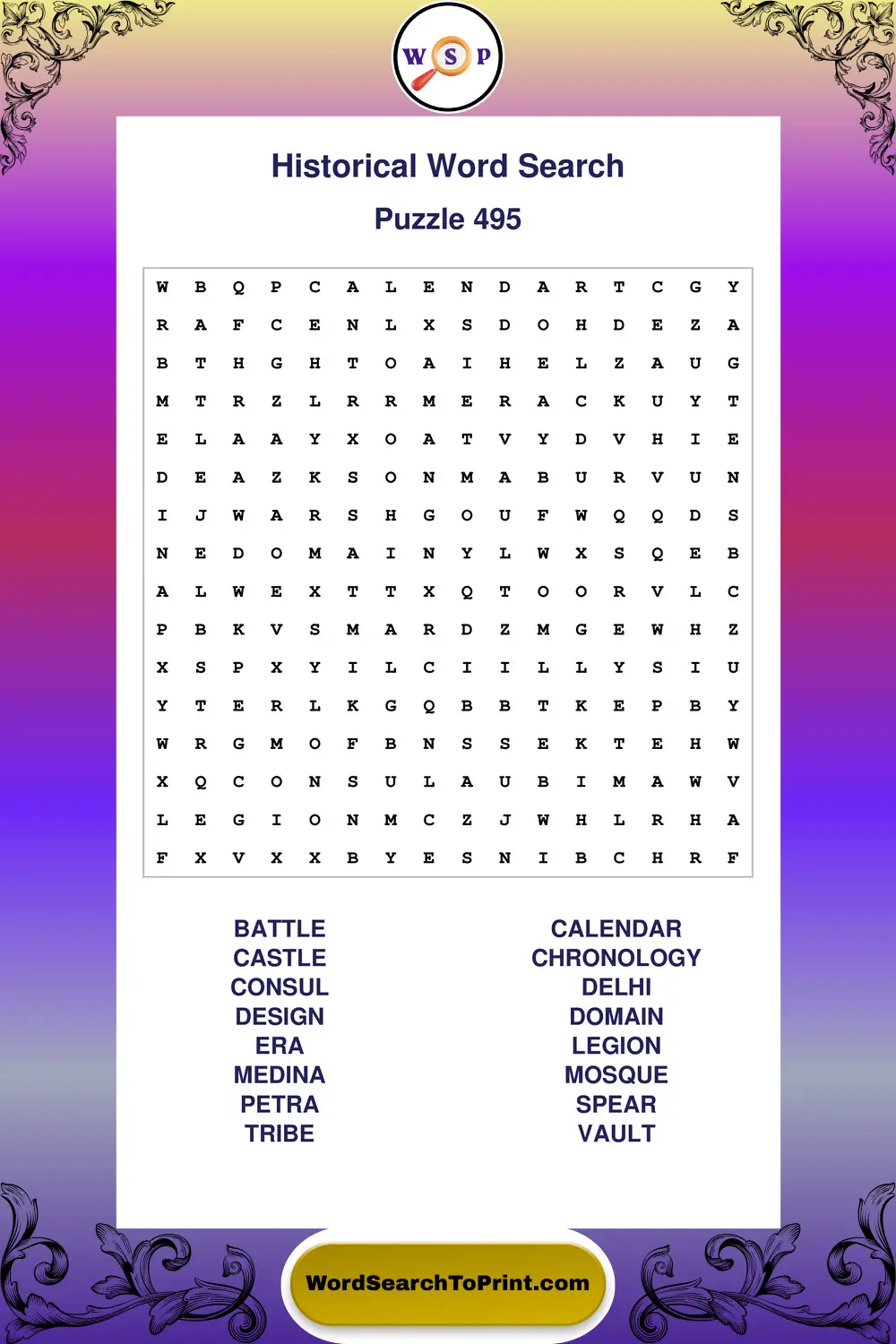 Historical Word Search Puzzle 495