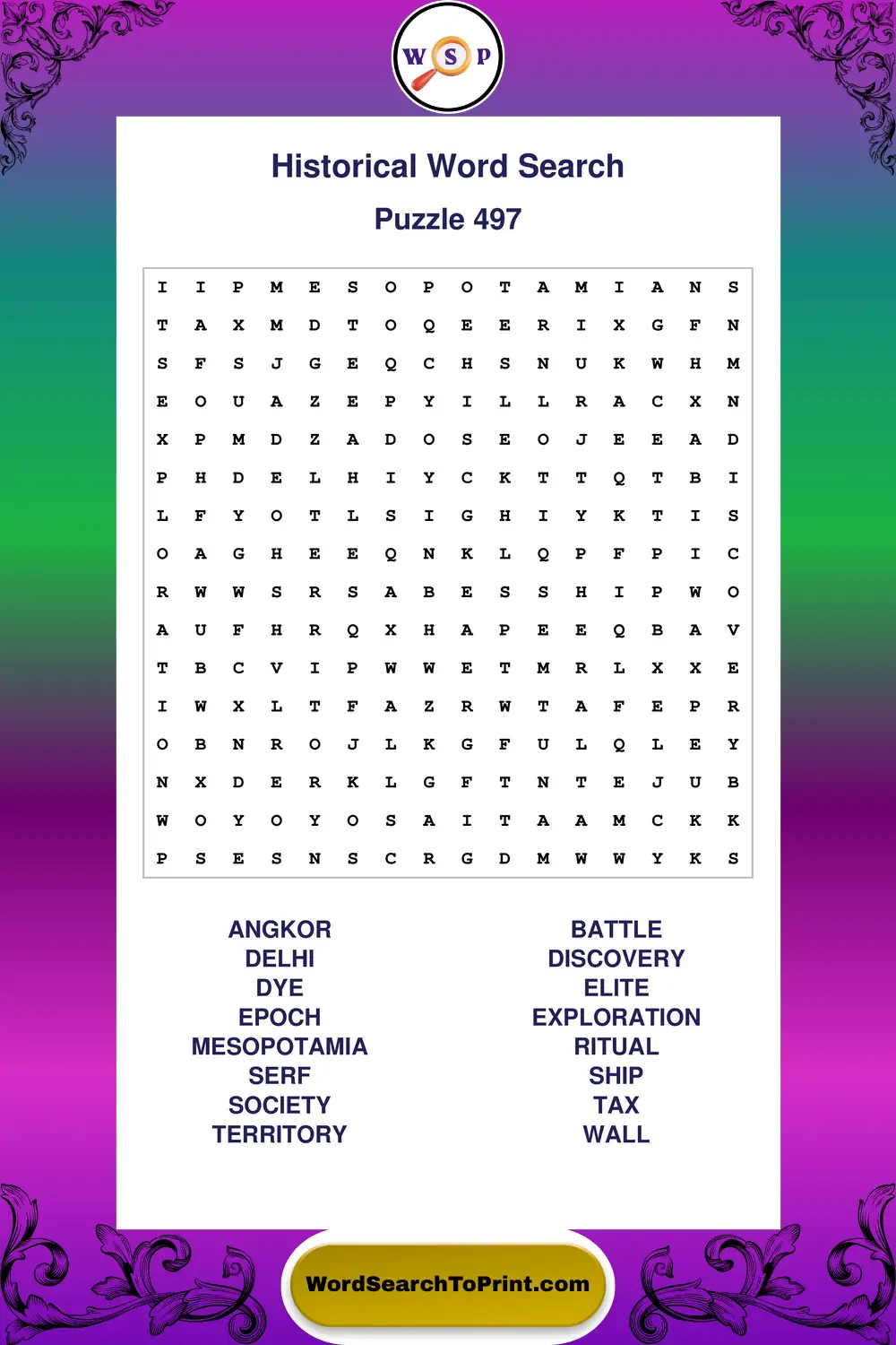 Historical Word Search Puzzle 497