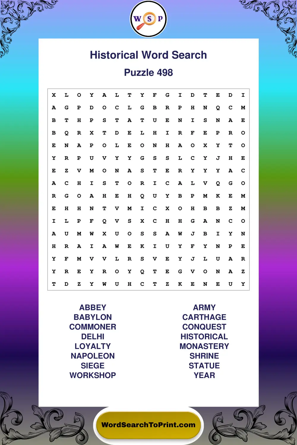 Historical Word Search Puzzle 498