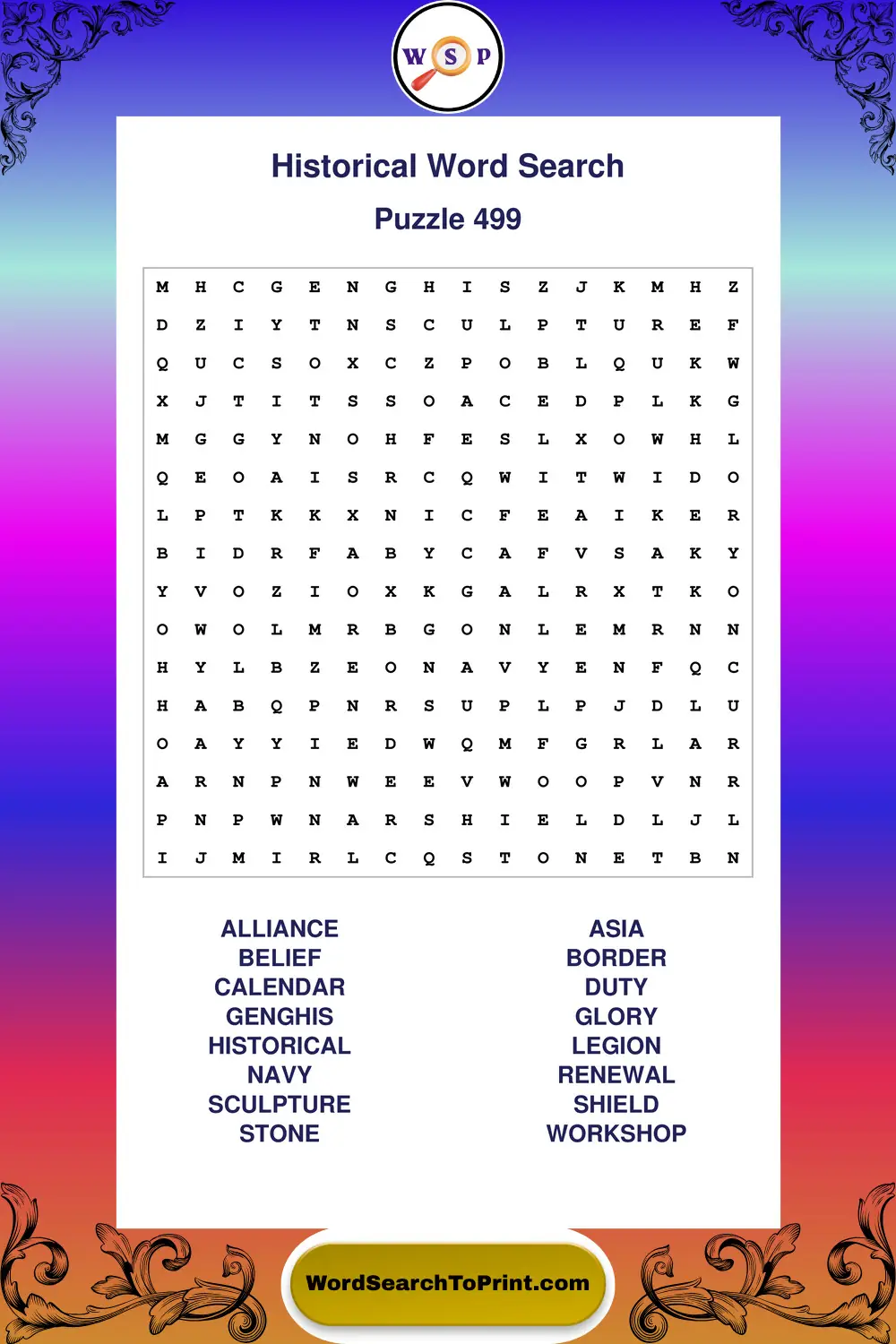 Historical Word Search Puzzle 499