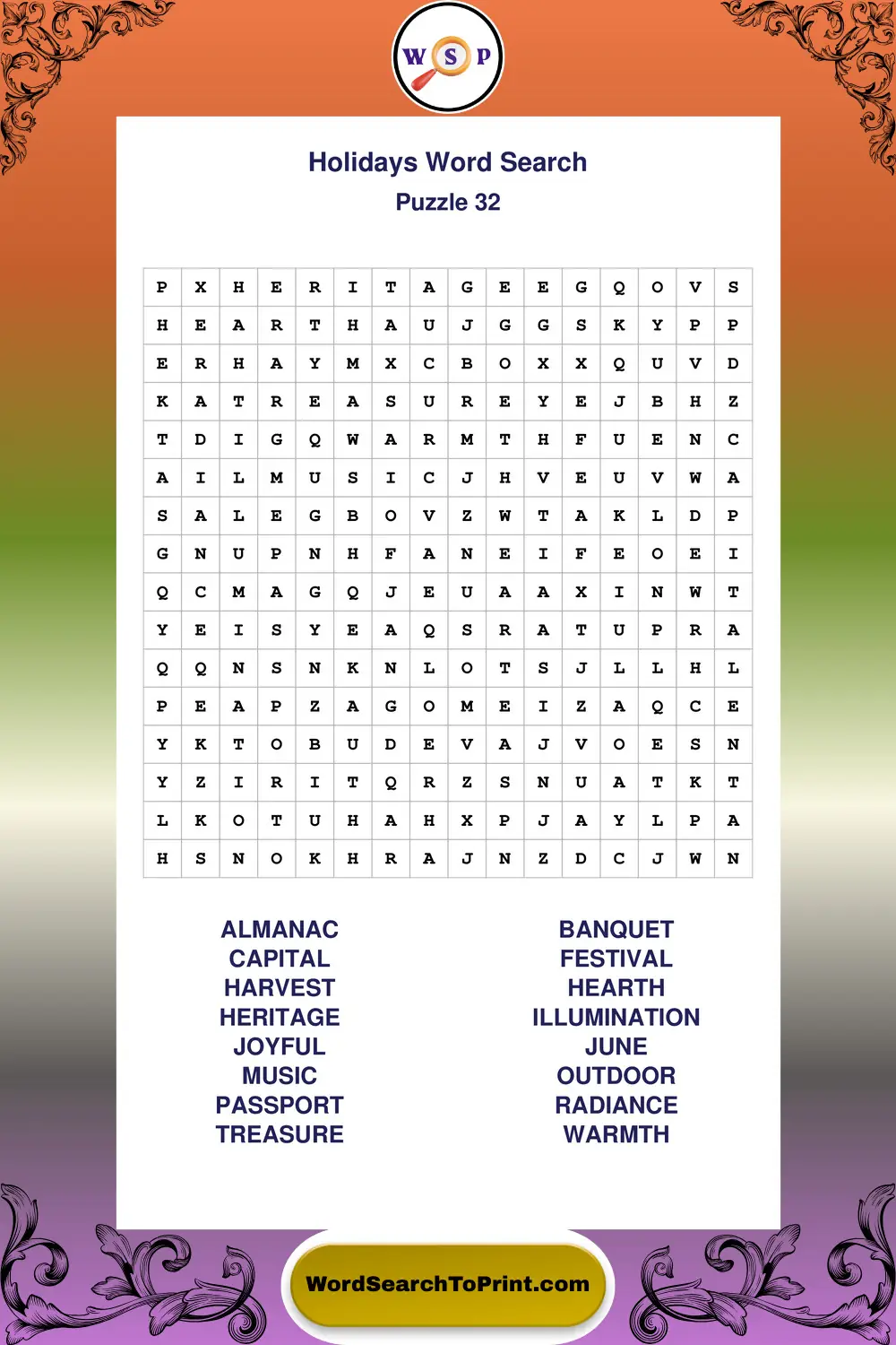 Holidays Word Search Puzzle 32