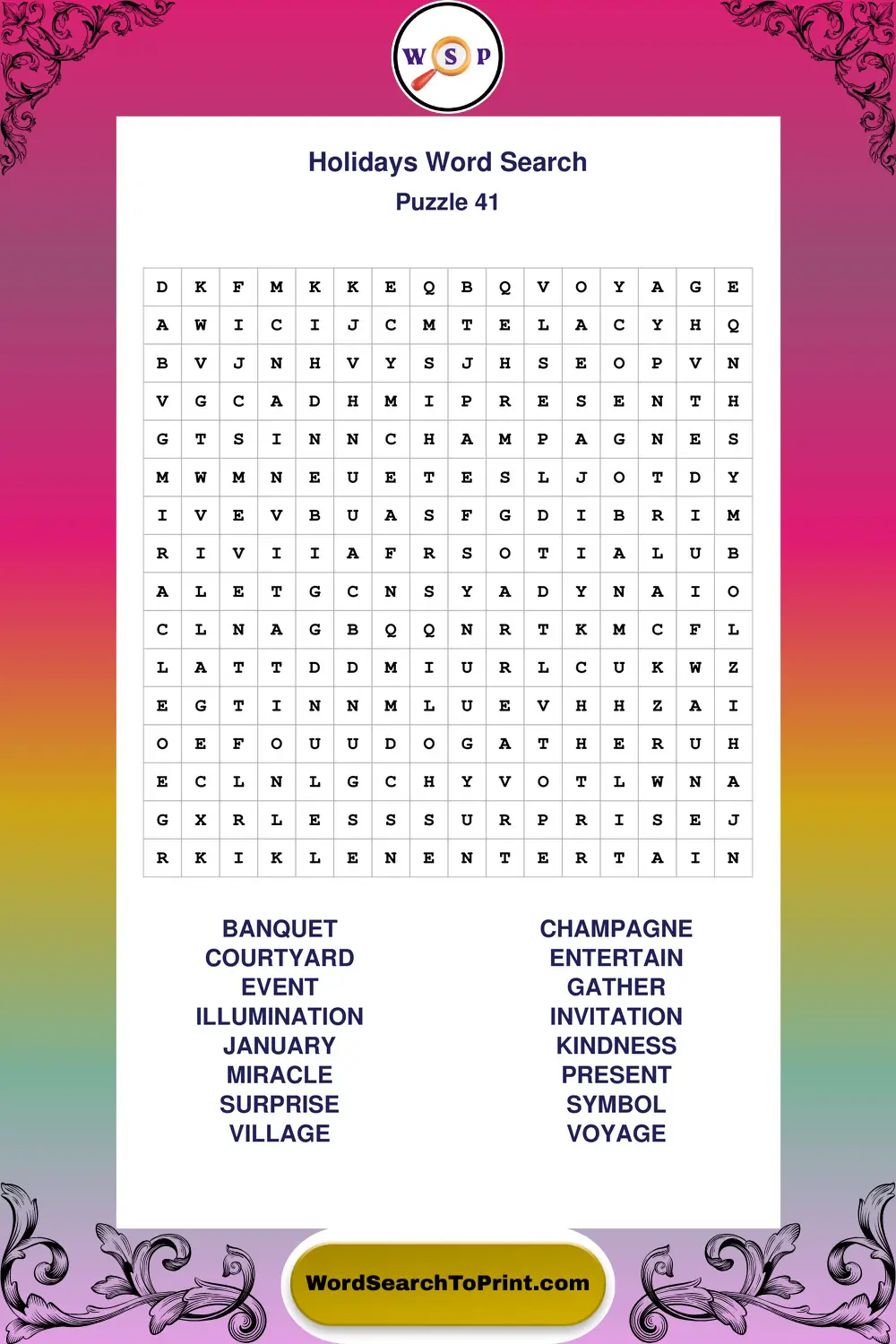 Holidays Word Search Puzzle 41