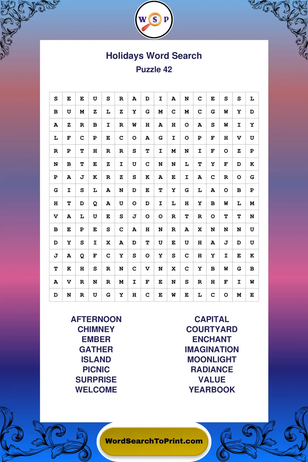 Holidays Word Search Puzzle 42