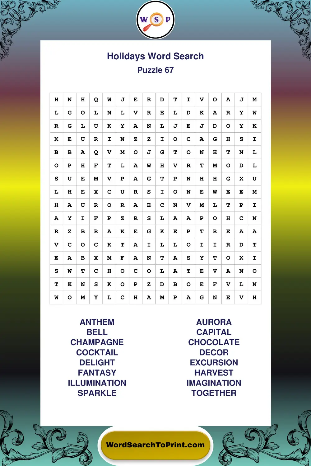 Holidays Word Search Puzzle 67