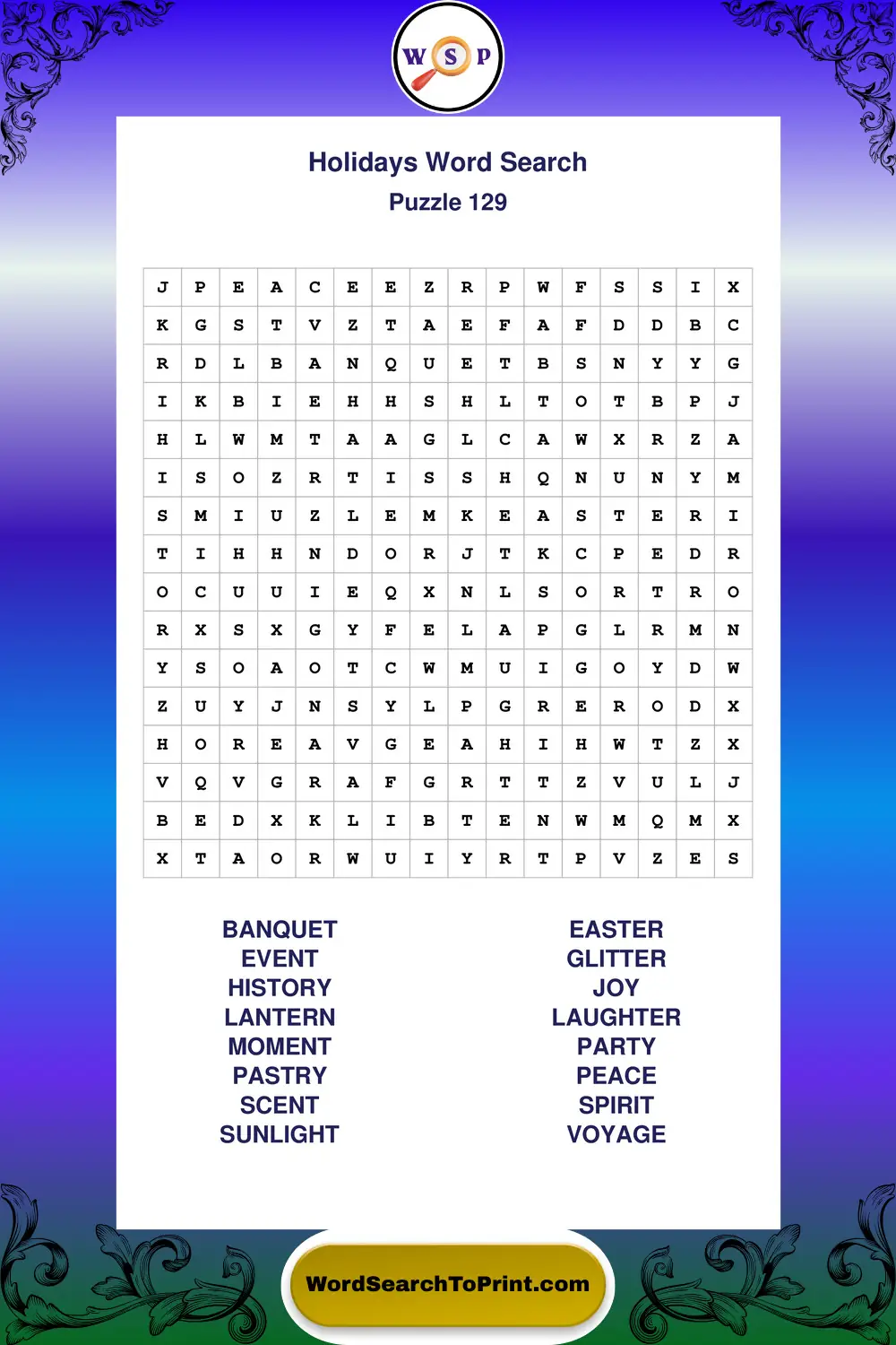Holidays Word Search Puzzle 129