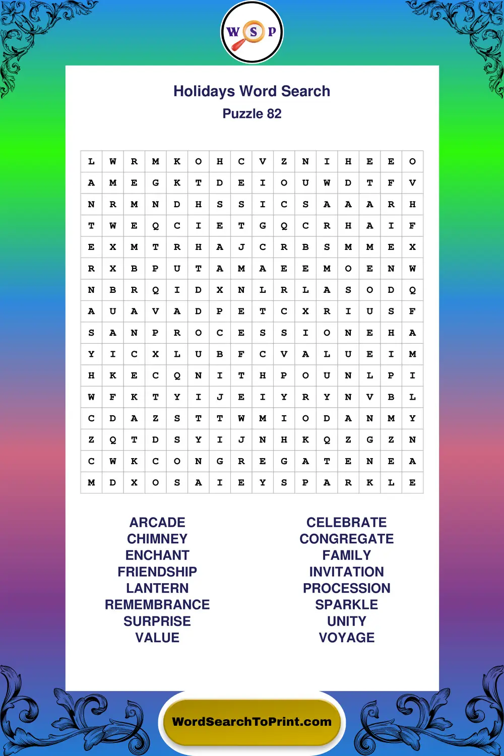 Holidays Word Search Puzzle 82