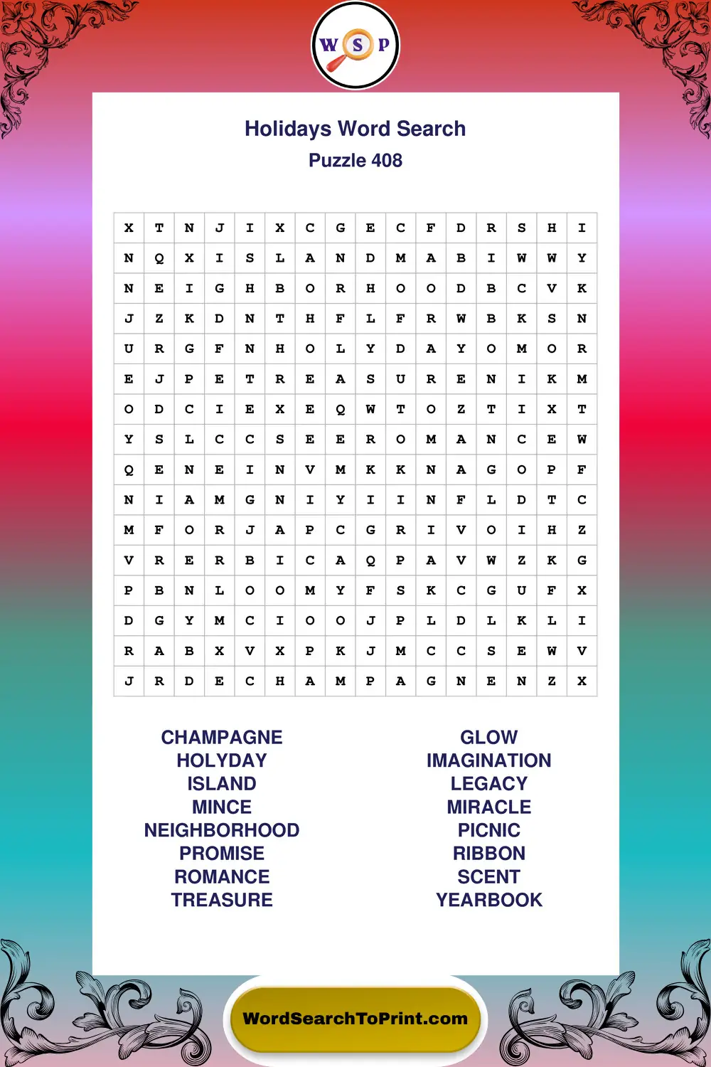 Holidays Word Search Puzzle 408