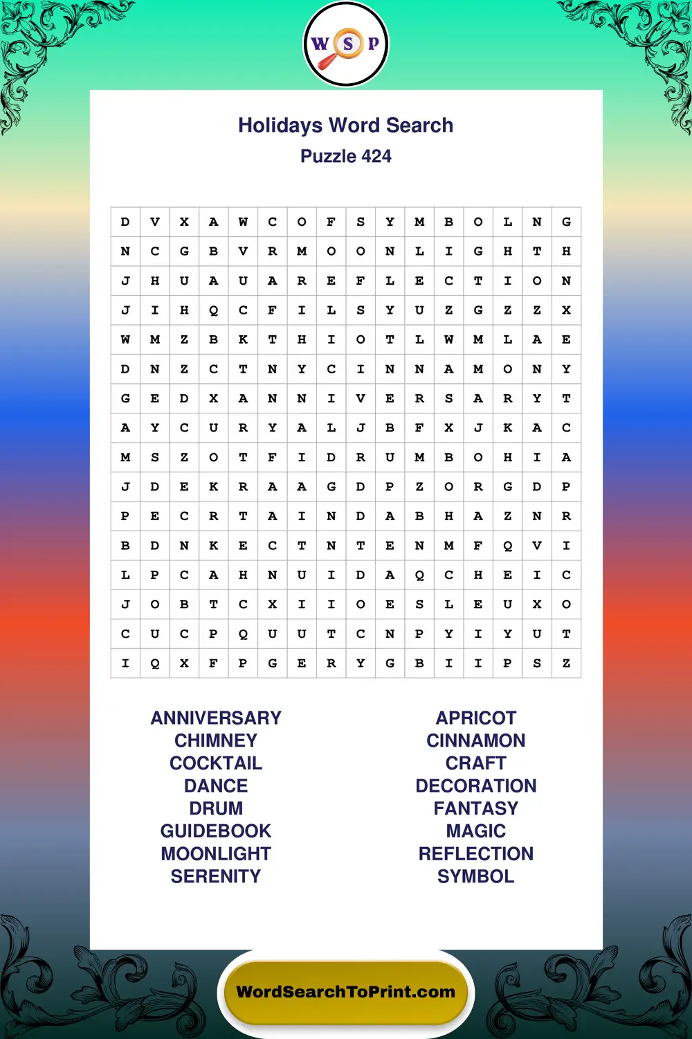 Holidays Word Search Puzzle 424