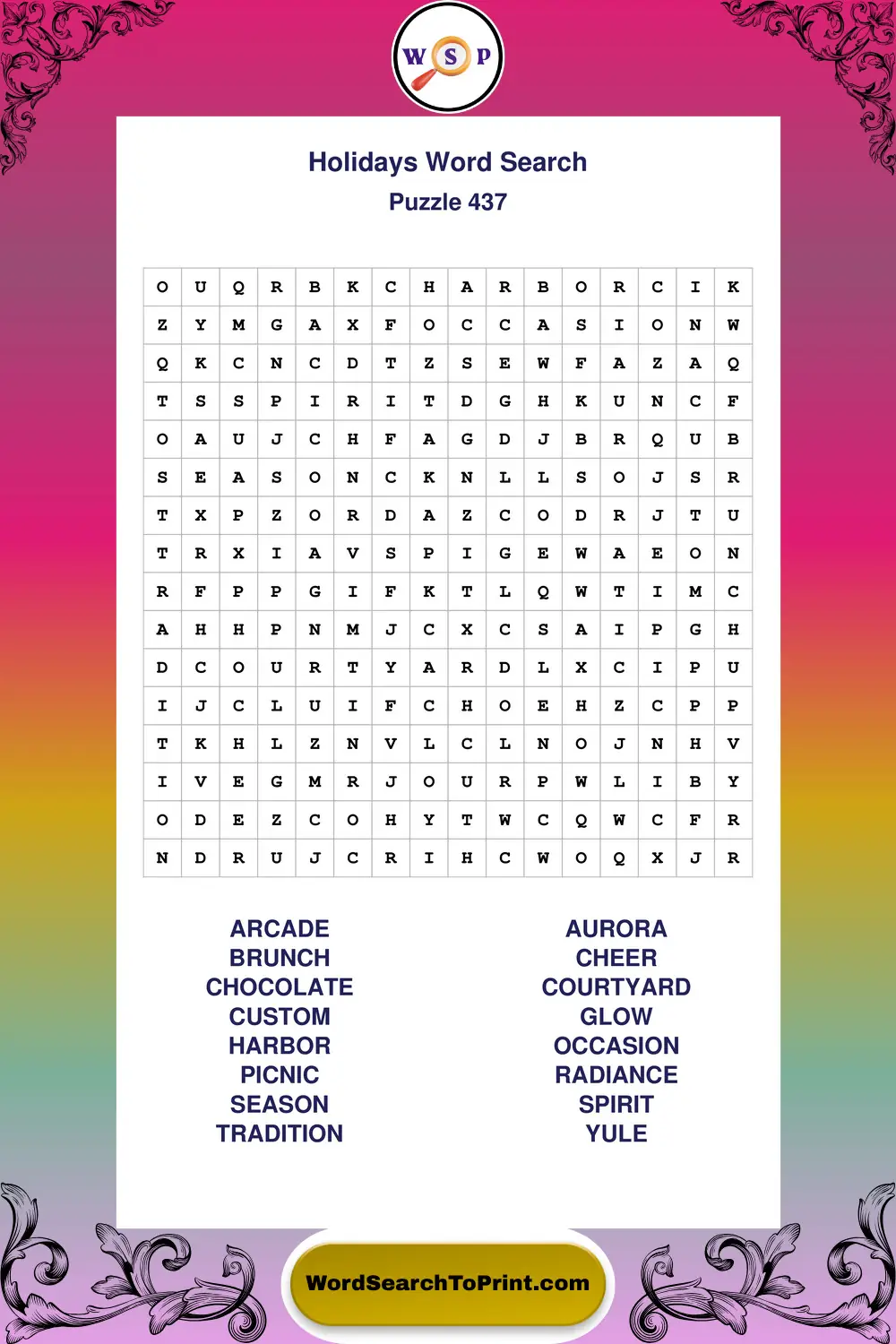 Holidays Word Search Puzzle 437