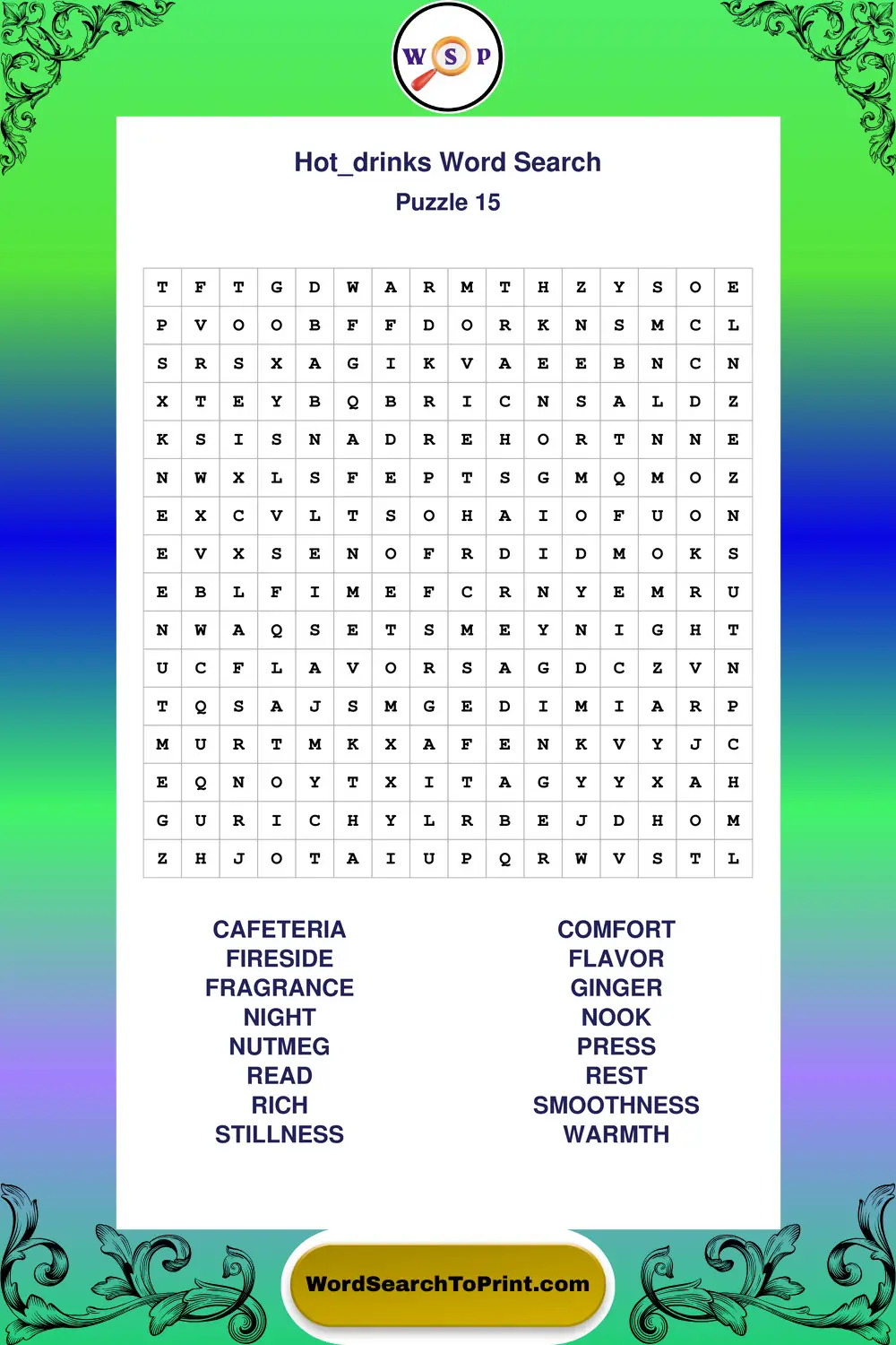Hot Drinks Word Search Puzzle 15
