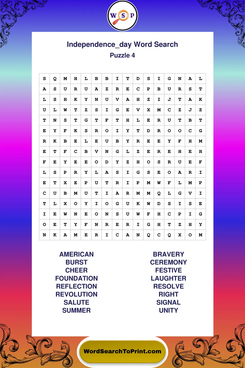 Independence Day Word Search Puzzle 4