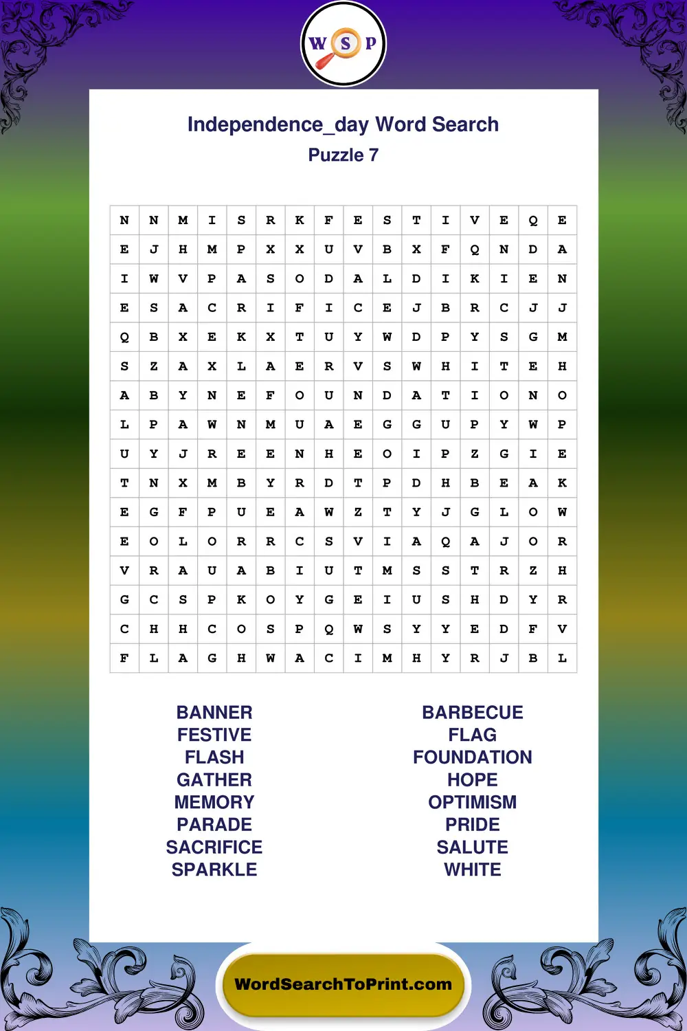 Independence Day Word Search Puzzle 7