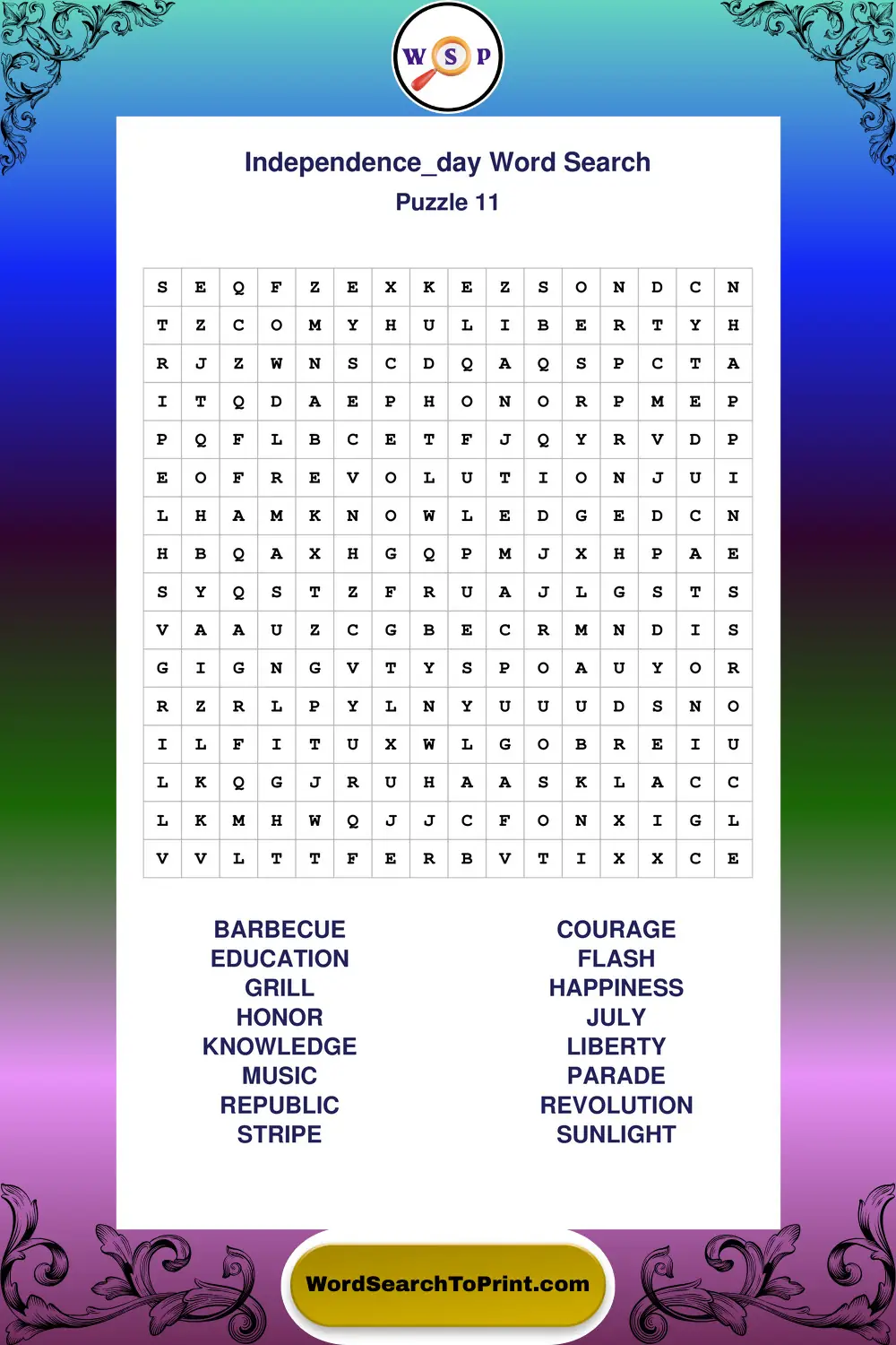 Independence Day Word Search Puzzle 11